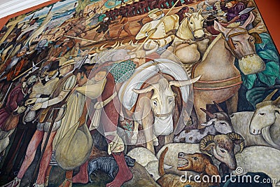 Mural by Diego Rivera, Mexico Editorial Stock Photo